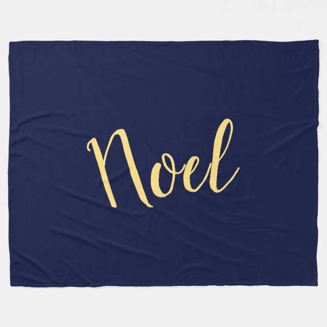 Couverture Polaire NOEL Texte Sophistiqué Sur Elegant Rich Navy Blue (Devant (Horizontal))