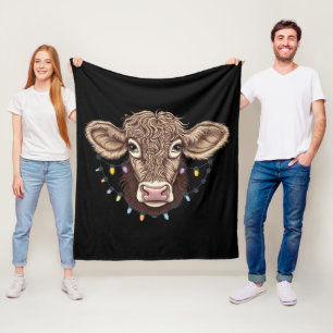 Couverture Polaire Noël Vache Luminaire Ferme Fermier Noël