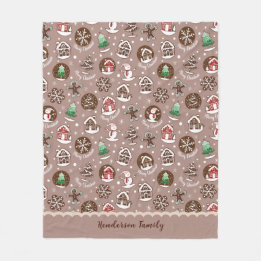 Couverture Polaire Noël Whimsical Cookie Motif Famille d'hiver