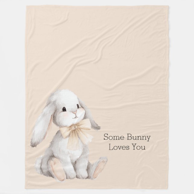 Couverture Polaire Nœud papillon pêche un petit lapin t'aime (Devant)
