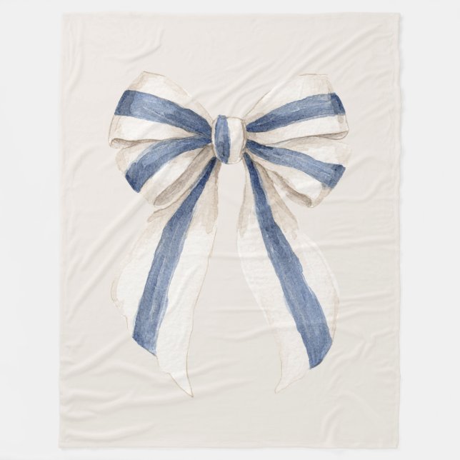 Couverture Polaire Nœud rayures bleues blanc crème (Devant)