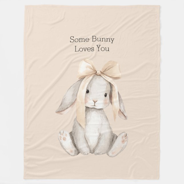 Couverture Polaire Nœud Rose Féminin Some Bunny Vous Aime (Devant)
