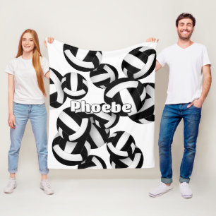 Couverture Polaire noir blanc équipe couleurs volleyballs filles spor