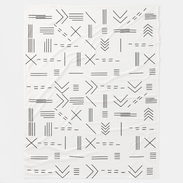 Couverture Polaire Noir Blanc magnifique Motif géométrique moderne (Devant)