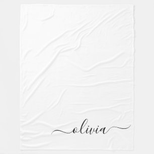 Couverture Polaire Noir Blanc moderne Script Girl Monogramme Nom