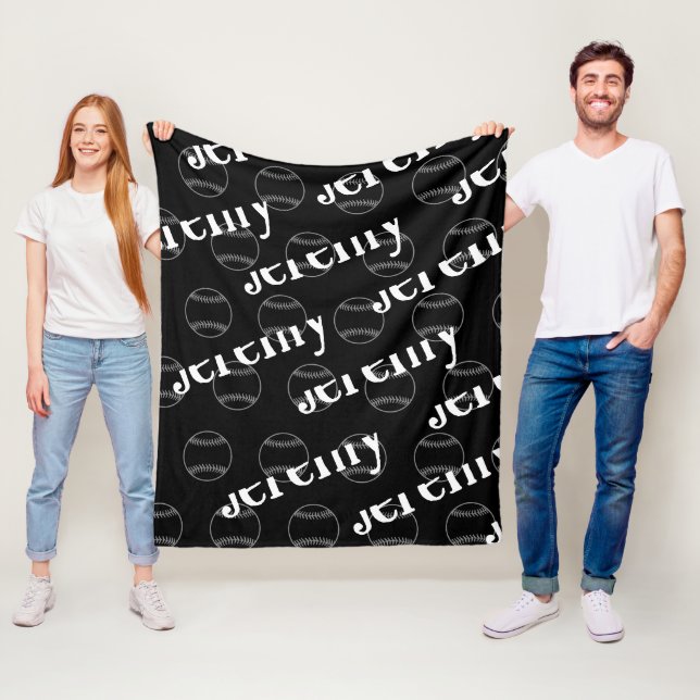Couverture Polaire Noir & Blanc Novelty Baseball Fleece Blanche (En situation)