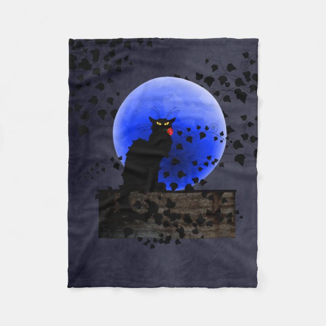 Couverture Polaire Noir conversation avec Rose rouge simple (Devant)