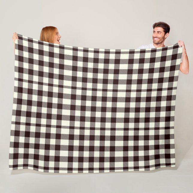 Couverture Polaire Noir et blanc En vichy classique moderne (En situation)