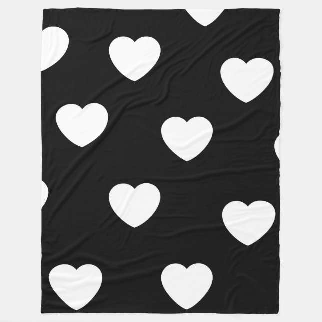 Couverture Polaire Noir et blanc mignon Motif de coeur simple (Devant)