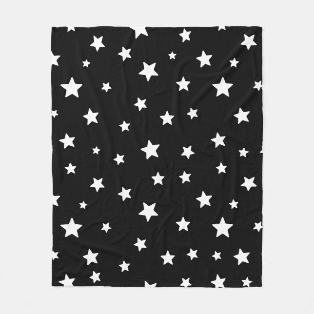 Couverture Polaire Noir Et Blanc Mignonne Étoiles Esthétiques Motif (Devant)