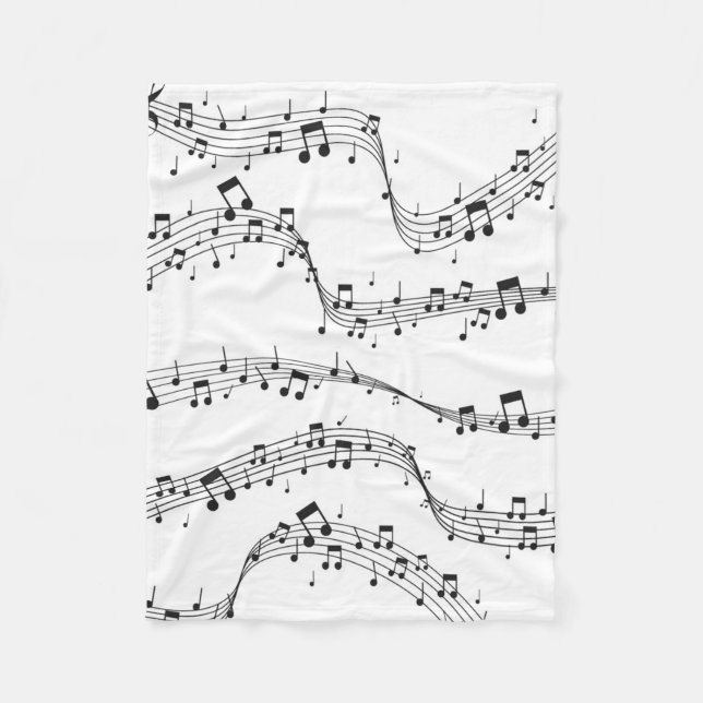 Couverture Polaire Noir et blanc note musicienne Motif (Devant)