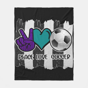 Couverture Polaire Noir et blanc Striped Peace Love Soccer