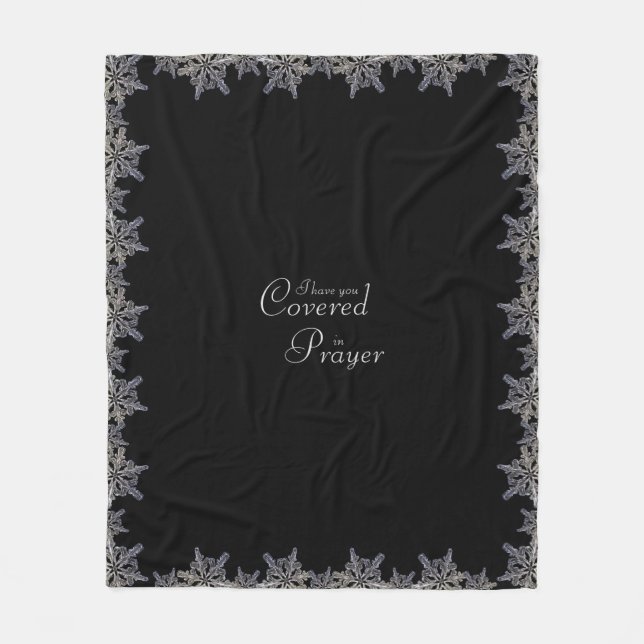 Couverture Polaire Noir et gris couvert dans la prière Cristal Flocon (Devant)