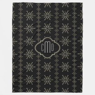 Couverture Polaire Noir et Parties scintillant monogrammes Snowflakes