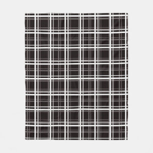 Couverture Polaire Noir Fenêtre Plaid Grid Stripes Design Motif