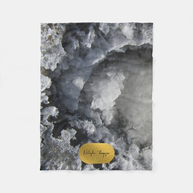 Couverture Polaire Noir Gold Foil Crystals de mer Signature Script (Devant)