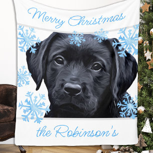 Couverture Polaire Noir Labrador Joyeux Noël