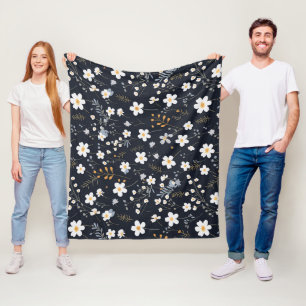 Couverture Polaire Noir minimaliste Jardin Doux Fleur sauvage Nursery