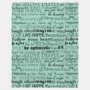 Couverture Polaire Noir Mint Green Mots Inspirants