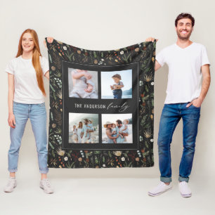 Couverture Polaire Noir moderne 4 photo aquarelle botanique floral