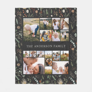 Couverture Polaire noir moderne élégant 17 photo pampas botanique