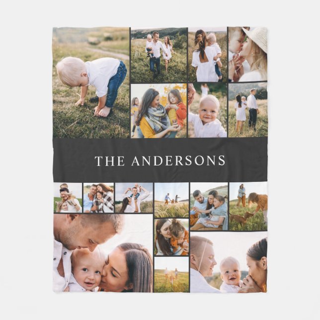 Couverture Polaire noir moderne élégant 17 photo personnalisée modern (Devant)