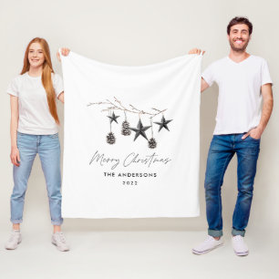 Couverture Polaire Noir moderne scandi élégant script Noël