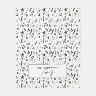 Couverture Polaire Noir moderne scandi élégant script Noël Fleec