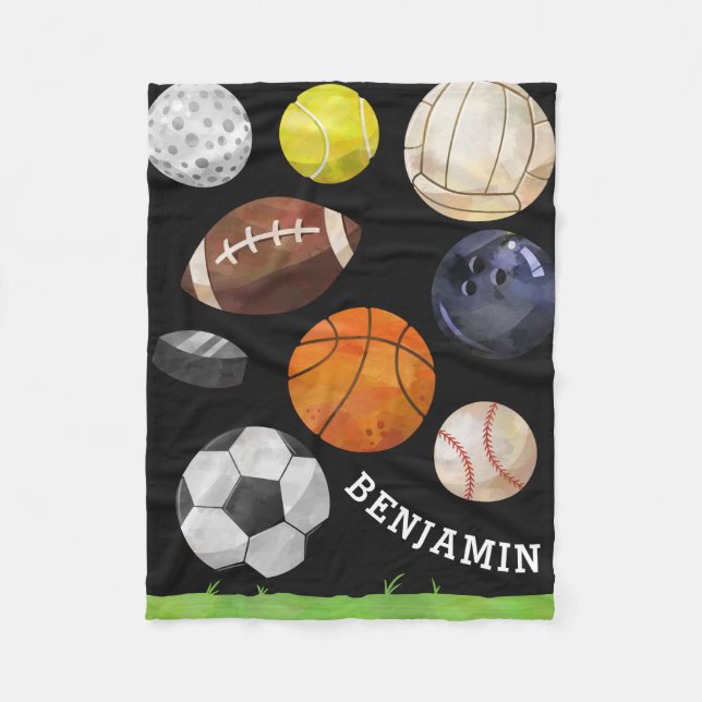 Couverture Polaire Noir nommé fait sur commande de groupe sportif (Devant)