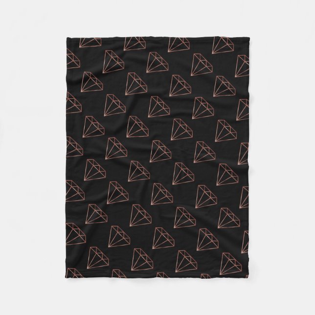 Couverture Polaire noir rose de diamant d'or de faux clair moderne (Devant)