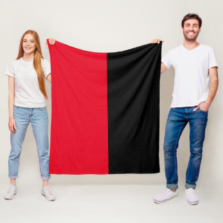 Couverture Polaire Noir & Rouge Plaque Simple Couleurs Blanche