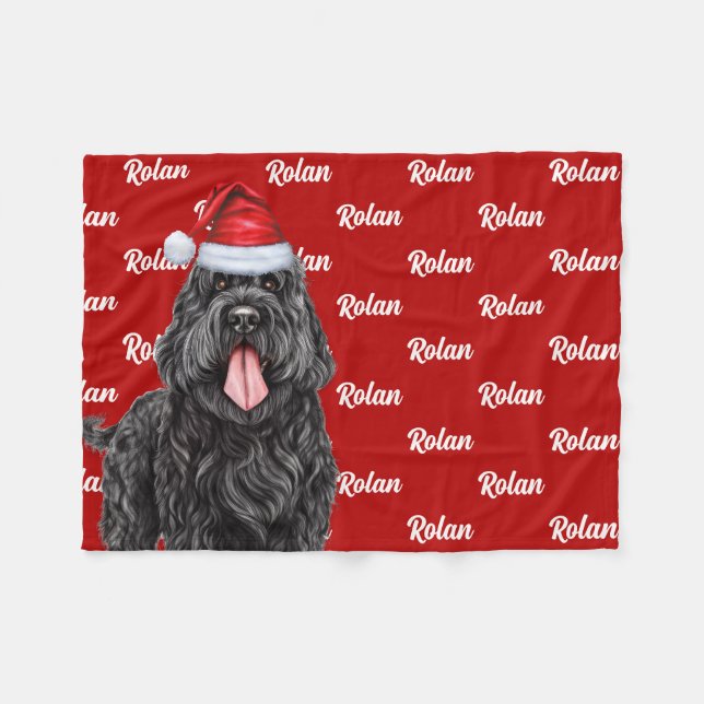 Couverture Polaire Noir Russe Terrier Chien Nom Noël (Devant (Horizontal))