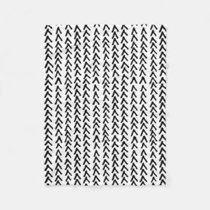 Couverture Polaire Noir Rustique Motif tribal Blanche