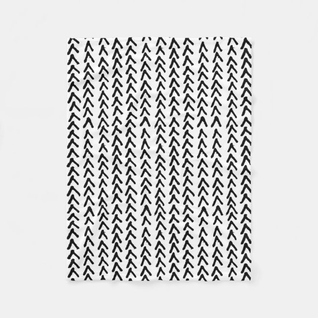 Couverture Polaire Noir Rustique Motif tribal Blanche (Devant)