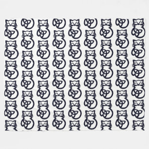 Couverture Polaire Noir Trinity Knot Celtic Cat Blanche