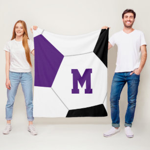 Couverture Polaire noir violet ou couleurs de votre club de football