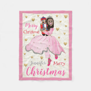 Couverture Polaire Noisette de Noël Ballet Pink Fleece Blanche Sm