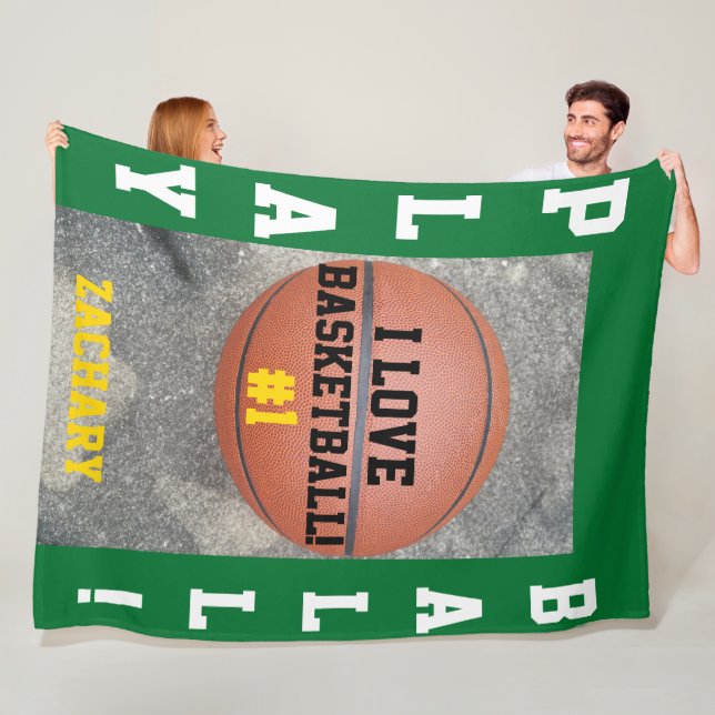 Couverture Polaire Nom Basketball Green (En situation)