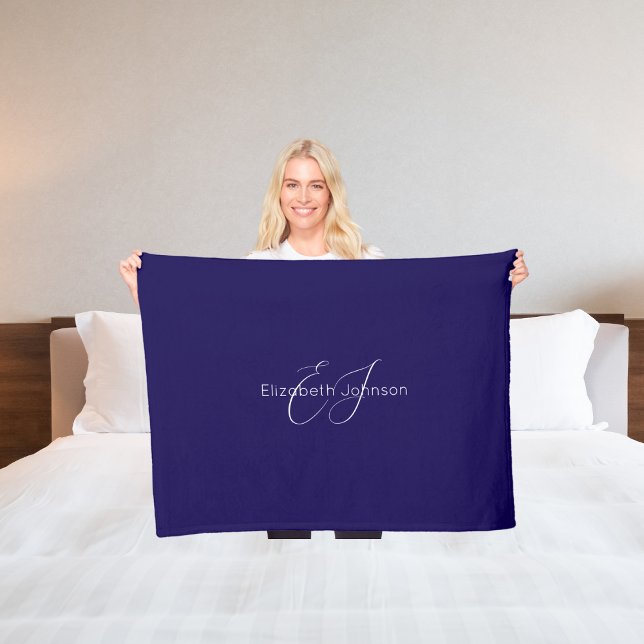 Couverture Polaire nom classique élégant customisé bleu et blanc (Créateur téléchargé)