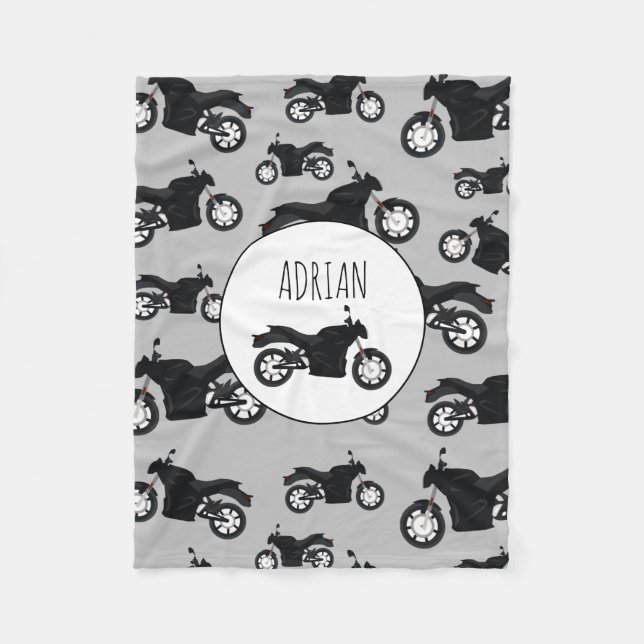 Couverture Polaire Nom Customisé du Motif de moto (Devant)
