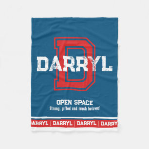Couverture Polaire Nom darryl signifiant sport monogramme rouge bleu