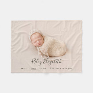 Couverture Polaire Nom de bébé minimaliste Statistiques de naissance
