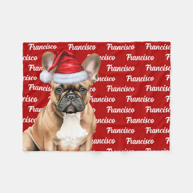 Couverture Polaire Nom de Bouledogue Français Noël Vacances (Devant (Horizontal))