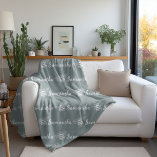 Couverture Polaire Nom de calligraphie personnalisée de l'abeille ten