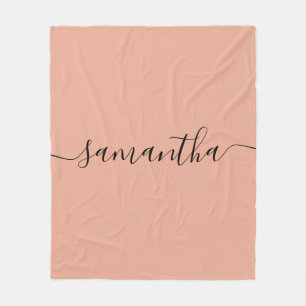 Couverture Polaire Nom de calligraphie rose pâle personnalisé
