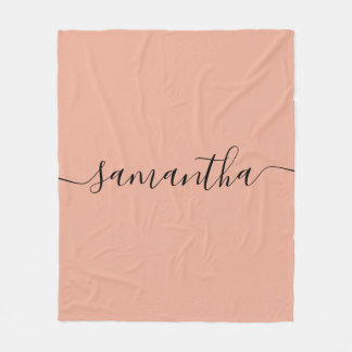 Couverture Polaire Nom de calligraphie rose pâle personnalisé