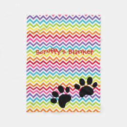 Couverture Polaire Nom de chien personnalisable Chevron arc-en-ciel E
