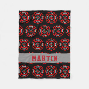 Couverture Polaire Nom de croix maltaise de cadeau de sapeur-pompier