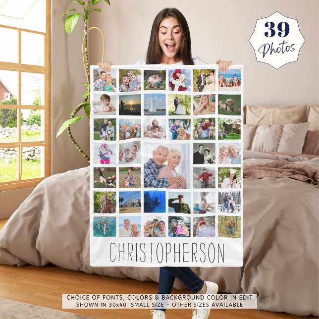 Couverture Polaire Nom de famille 39 Photo Collage de votre choix de  (Créateur téléchargé)