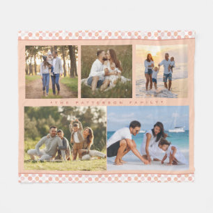 Couverture Polaire Nom De Famille 5 Photo Collage Rose Girly Moderne